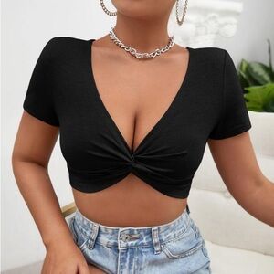 Cross-Front Ribbed Crop Top